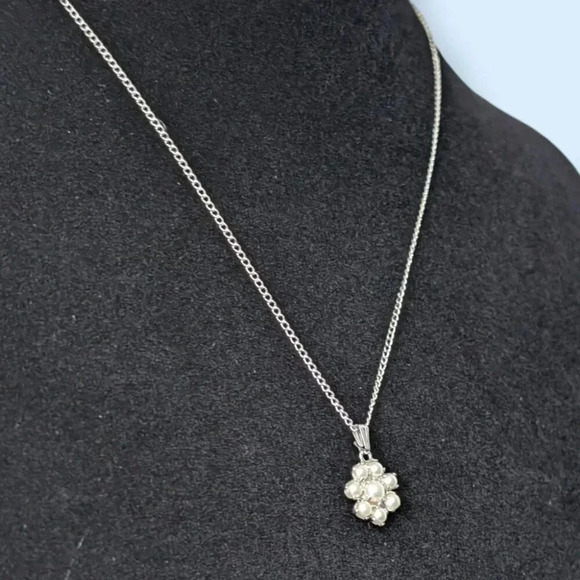 Vintage B David Sterling Flower Necklace - Picture 4 of 8